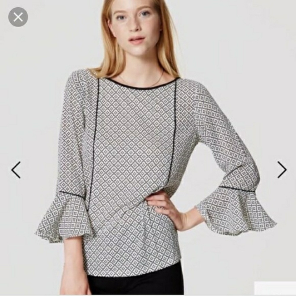 Loft Black and White Blouse